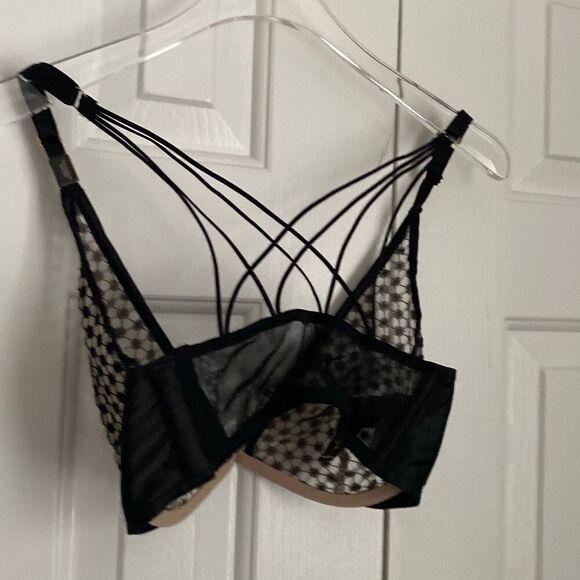 Victorias Secret Sexy Luxe Lingerie Starburst Unlined Plunge Strappy Bra 32DD Ne - Picture 4 of 8